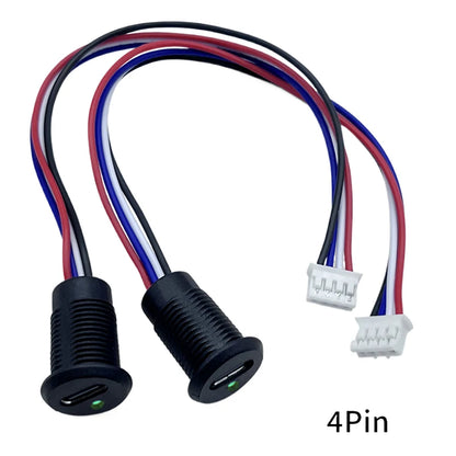 Detailed structure of TYPE-C 4P high current charging socket with wire light