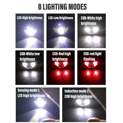 Type-C rechargeable LED headlight waterproof flashlight
