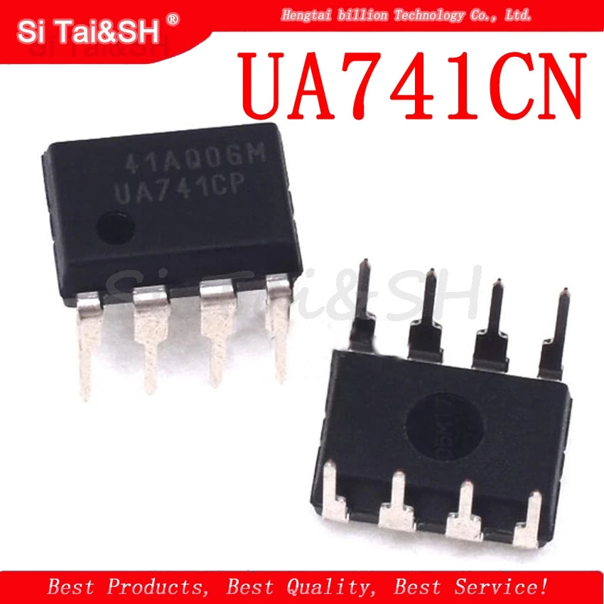 UA741 general-purpose operational amplifier IC in DIP8 package, 1MHz high-performance OP amp for electronics projects