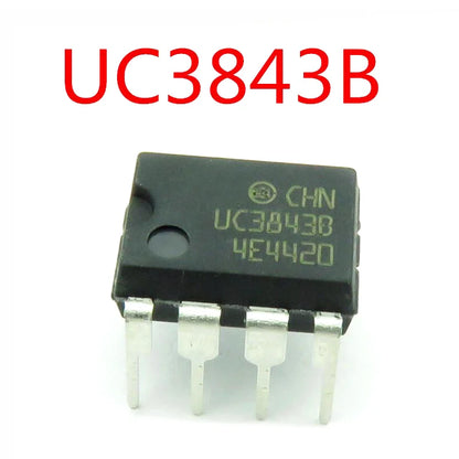 UC3843 DIP-8 PWM controller IC chipset for switch mode power supplies, DC-DC converters, and electronic power management circuits
