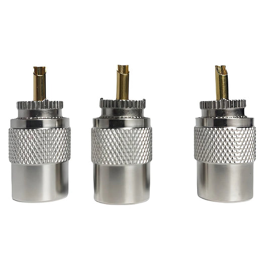 UHF male plug RF connector gold-plated brass crimp adapter for RG58 RG59 RG6U coaxial cable