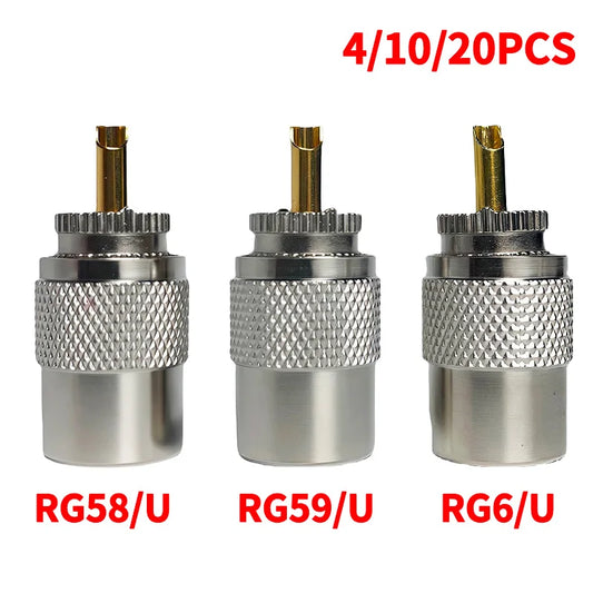 UHF male plug to N-type male plug RF connector gold-plated brass crimp adapter for coaxial cable antenna
