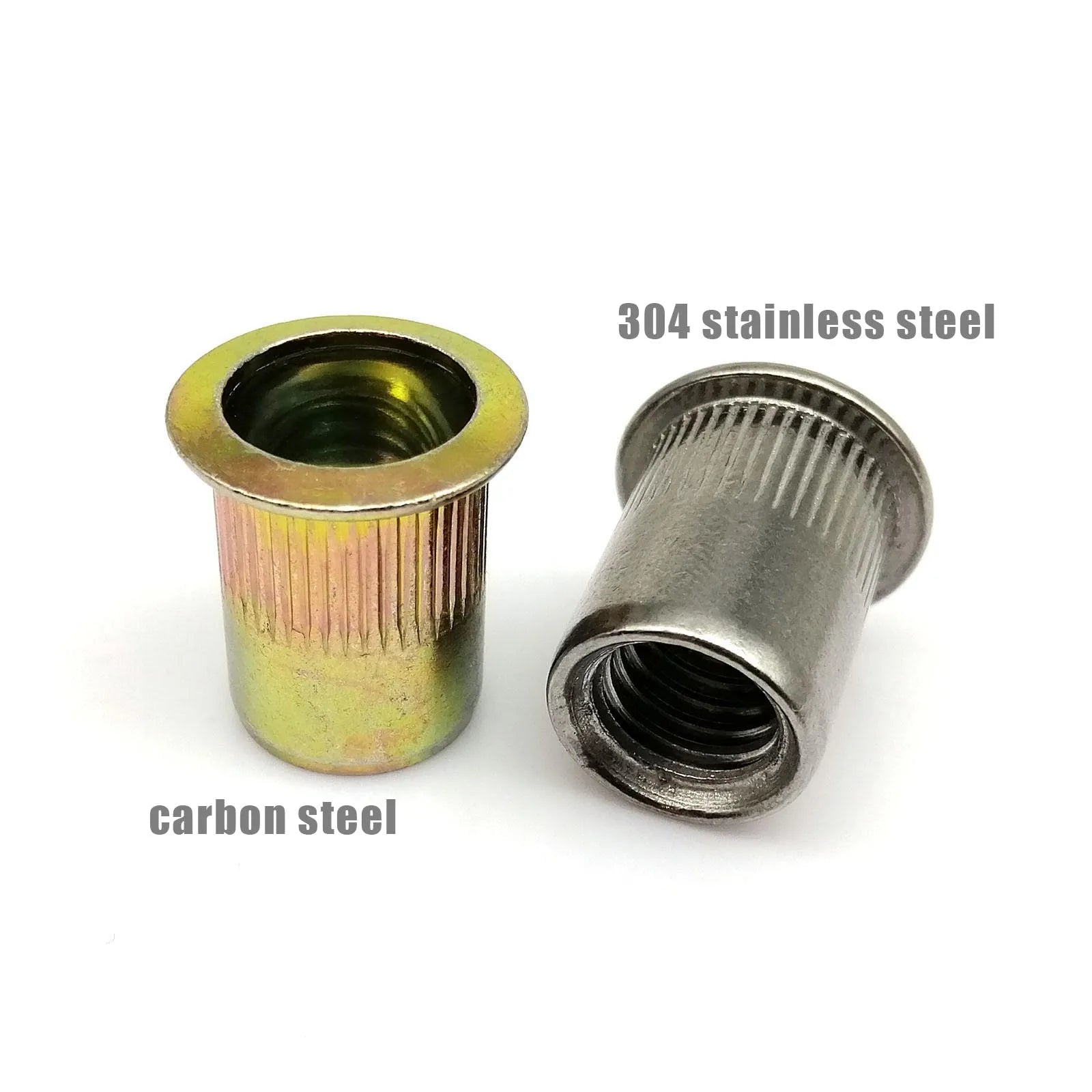 Carbon & 304 Stainless Steel Flat Head Rivnut Nutsert Insert Rivet Nut UNC 6#-32 to 1/2-13 Keszoox