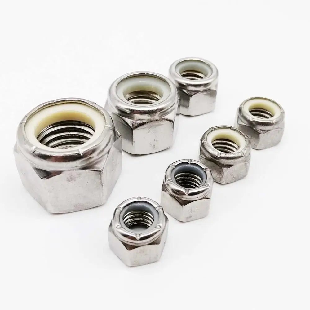304 A2-70 Stainless Steel Hex Nylock Lock Nut UNF 10#–1/2 Fine Thread Self-Locking Keszoox