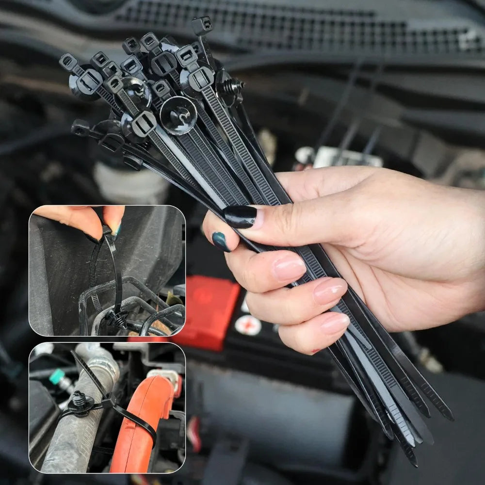 Universal nylon cable tie wrap for vehicles
