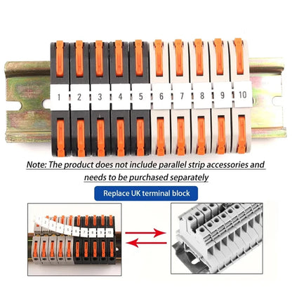 Universal Din Rail terminal block with conductive strip