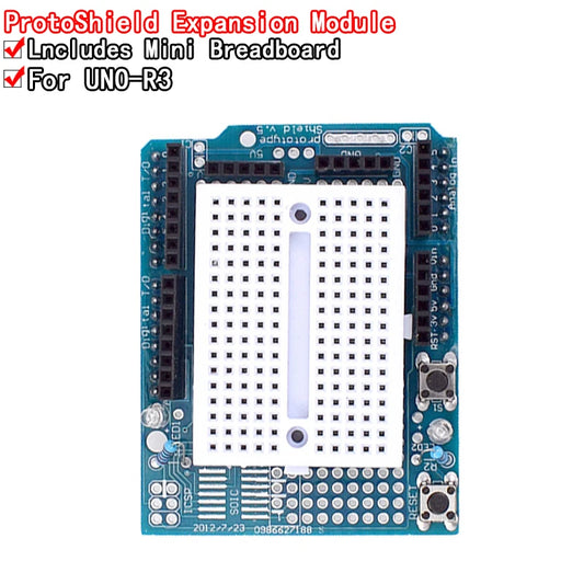 UNO proto shield expansion board with SYB-170 mini breadboard for Arduino R3, suitable for DIY robot kits and prototyping projects