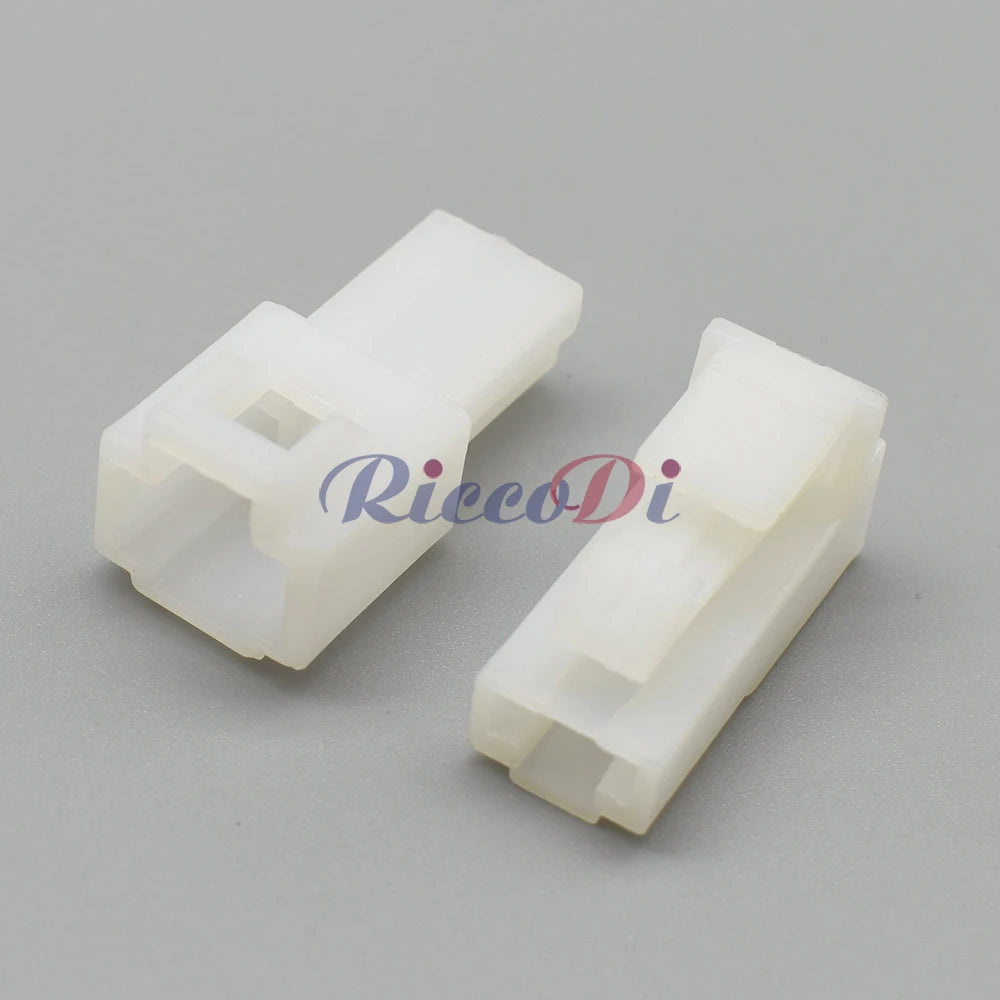 Unsealed 6.3mm automotive connector with white plastic housing suitable for interior and low moisture environments