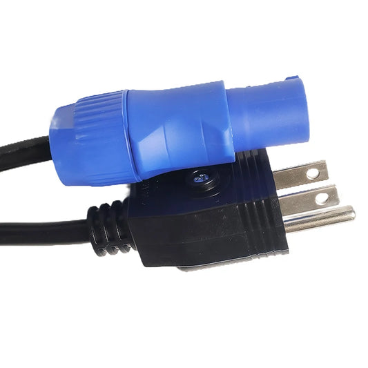 Close-up of US plug to 3PIN power extension cord, 3x0.75mm² for lighting and stage equipment