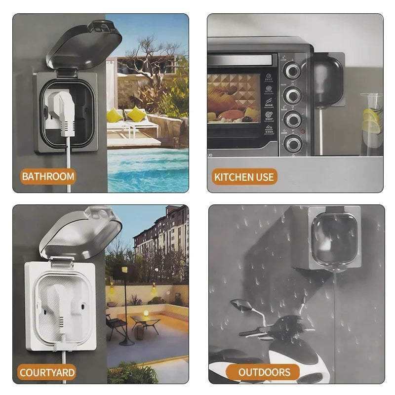 IP65 Waterproof Outdoor Socket, 16A High Power Wall Plate, 250V US/Tha ...