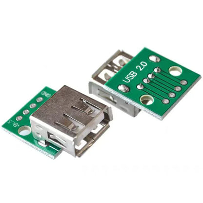 USB 2.0 female chassis header to DIP 4-pin straight adapter board, pre-soldered for cell phone, computer, and DIY data cable projects