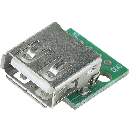 USB 2.0 Type-A female to DIP adapter, 2.54mm pitch PCB breakout board, 4-pin connector for DIY electronics and prototyping
