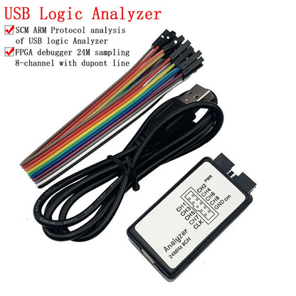 USB 24MHz 8-channel logic analyzer, ideal for ARM and FPGA debugging, high-speed signal capture, and DIY electronics testing