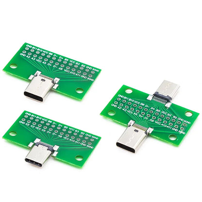 USB 3.1 Type-C male to female 24-pin header test board, double-sided adapter for USB testing, prototyping, and electronics projects