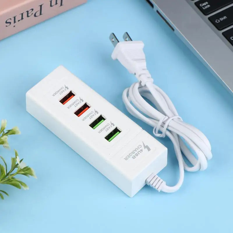 USB-C portable travel charger with multi splitter adapter, power strip for quick charging multiple devices
