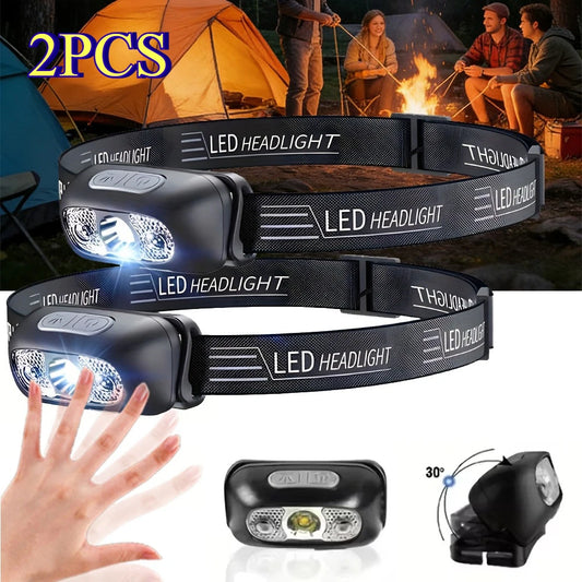 USB-C rechargeable LED headlamp sensor headlight