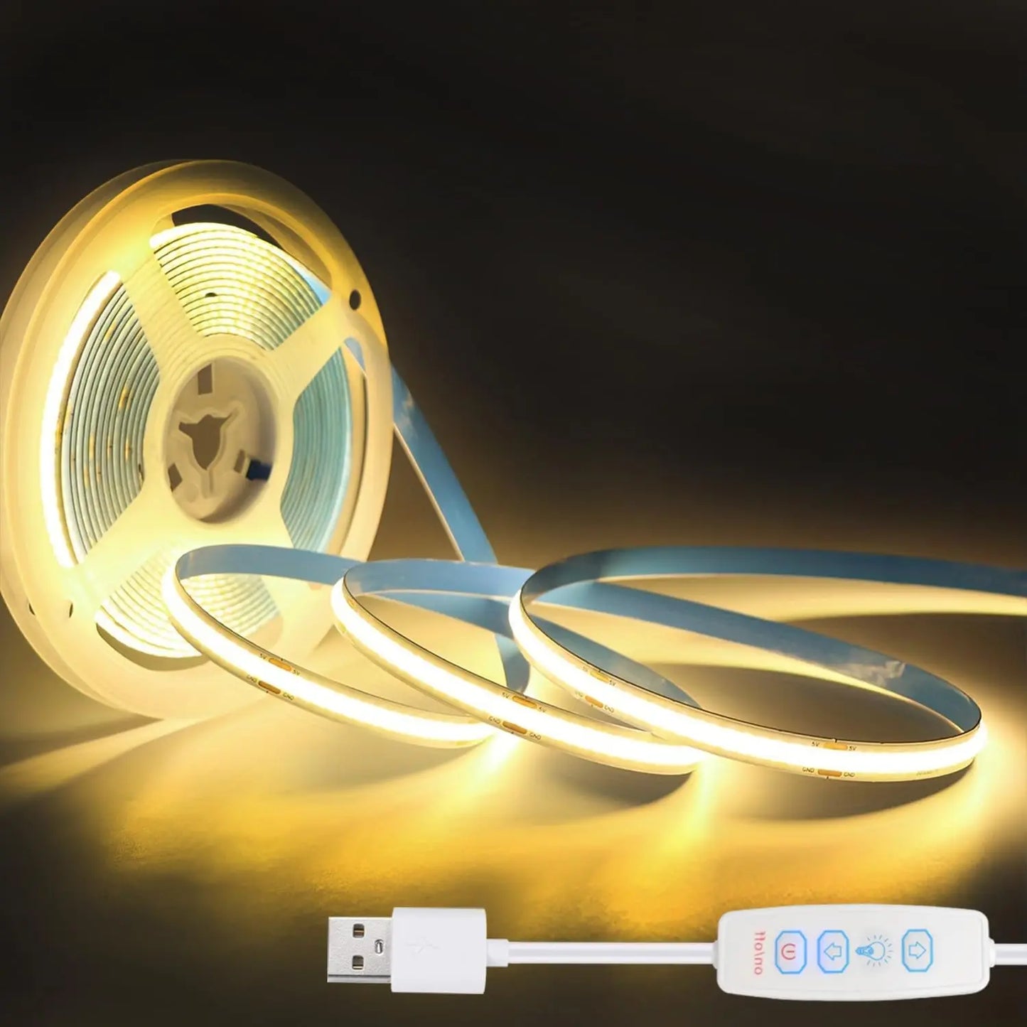 USB COB LED strip light with dimmer flexible backlight
