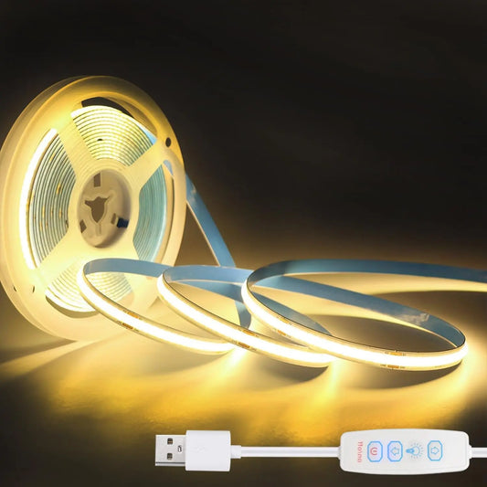 USB COB LED strip light with dimmer flexible backlight