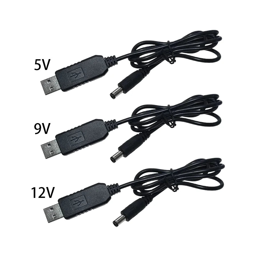 USB DC 5V to 9V/12V step-up power supply module with 2.1x5.5mm plug adapter cable for electronics and DIY projects