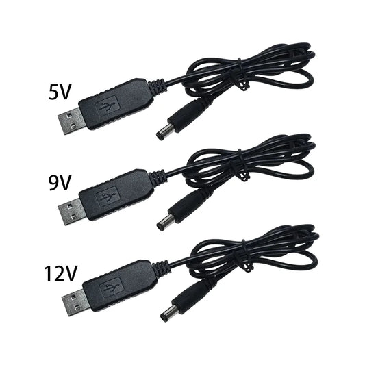 USB DC 5V to 9V/12V step-up power supply module with 2.1x5.5mm plug adapter cable for electronics and DIY projects