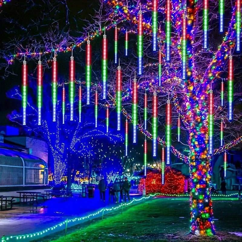 LED meteor shower rain lights for Christmas, New Year, and party outdoor decoration