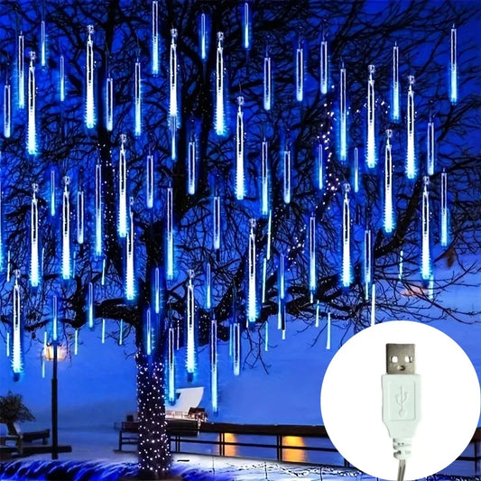 USB powered LED meteor shower rain lights for Christmas and New Year decoration