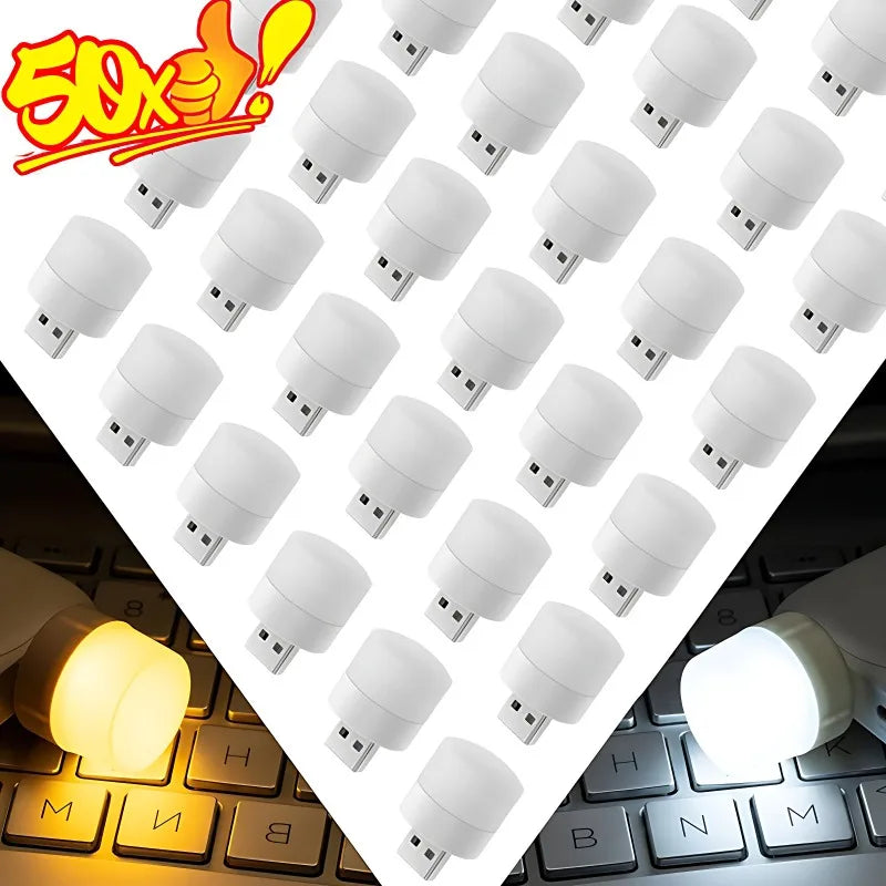 USB night light LED mini light bulb, plug-in lamp for power bank charging, home and office book lamp with eye protection