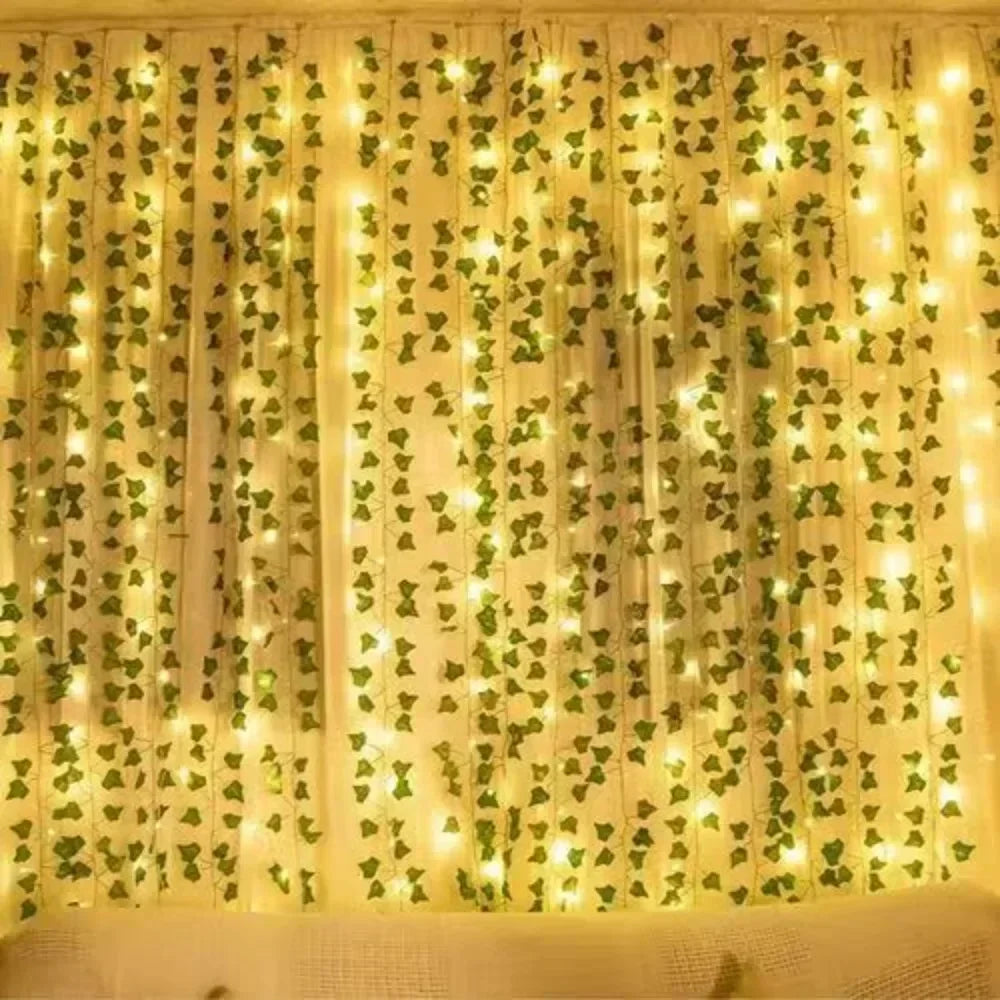 USB powered LED Christmas garland with willow leaves for holiday decoration