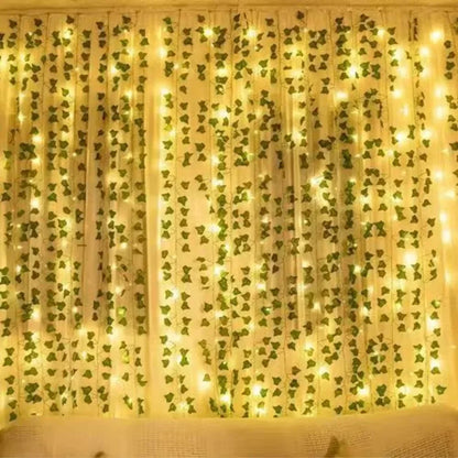 USB powered LED Christmas garland with willow leaves for holiday decoration