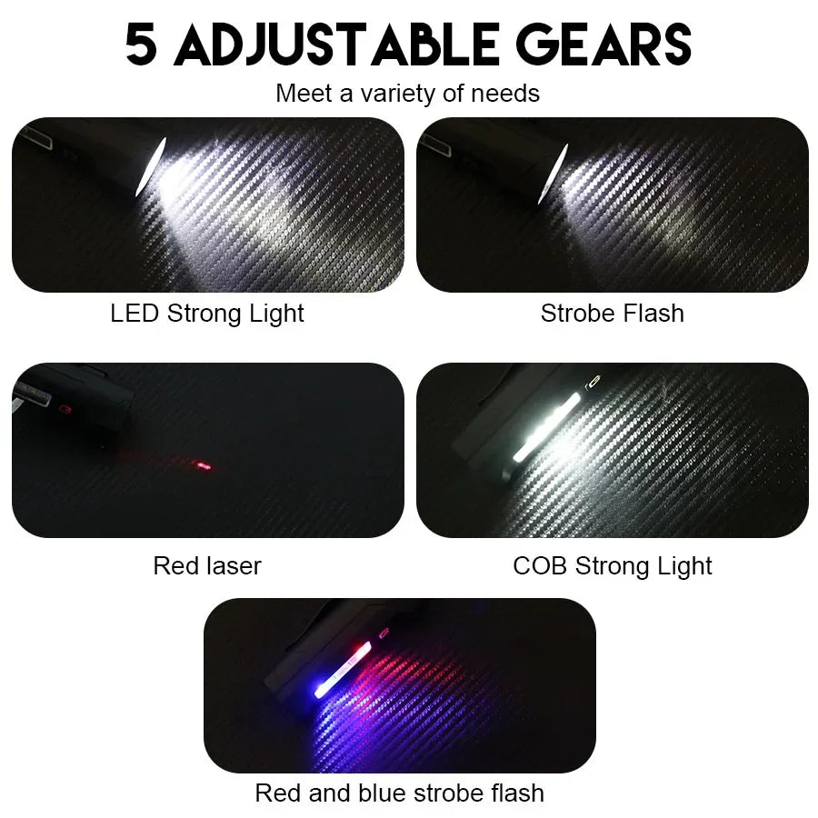 USB rechargeable COB flashlight torch