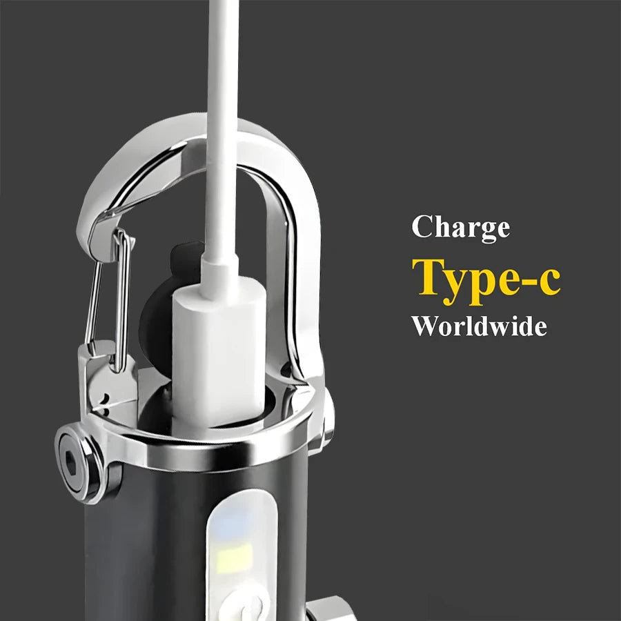 USB rechargeable COB LED mini flashlight charging port