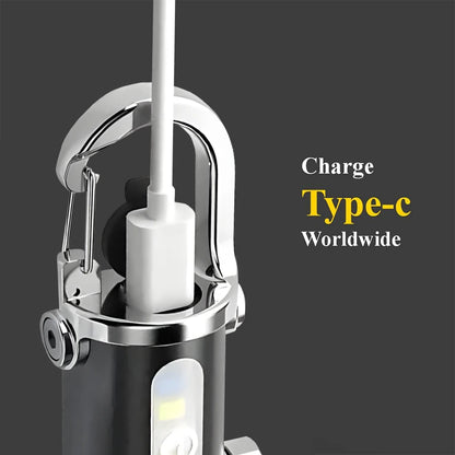 USB rechargeable COB LED mini flashlight charging port