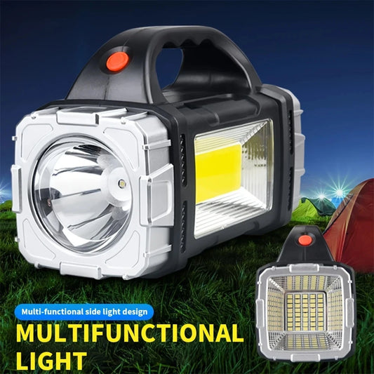 USB rechargeable solar LED flashlight with COB work light