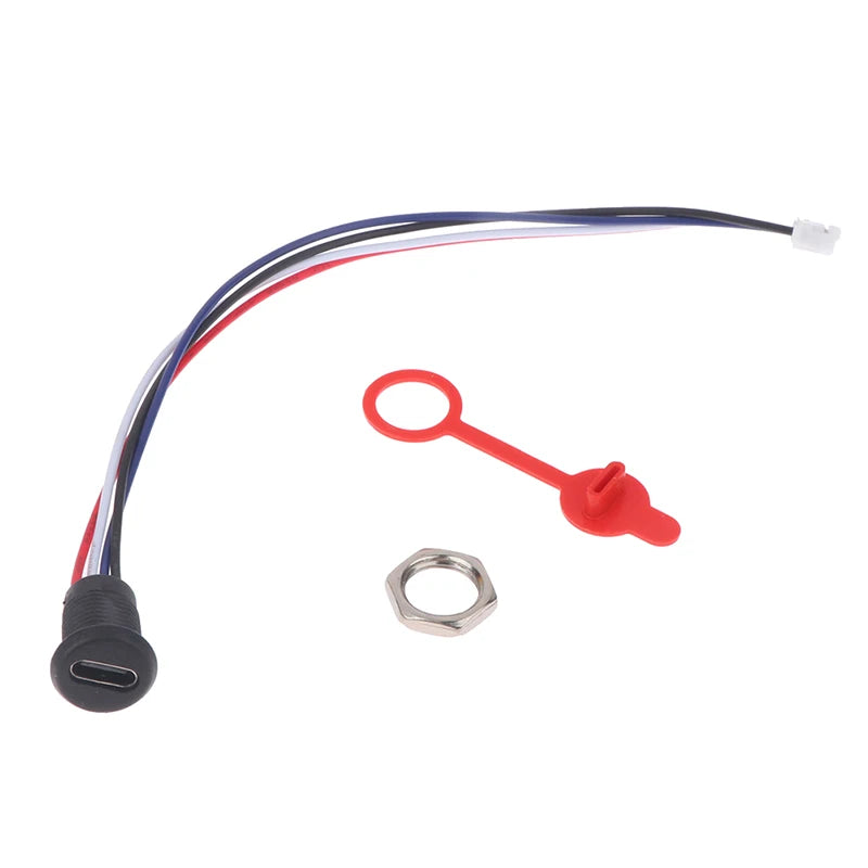 USB-C 4Pin high current charging socket with snap lock plate and waterproof female connector jack