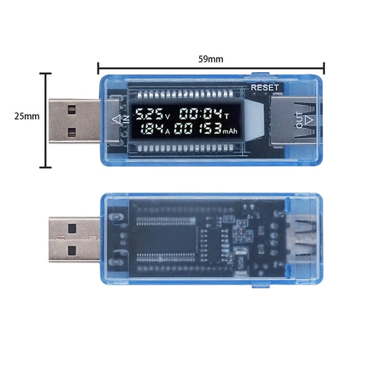 USB voltage and current meter with battery capacity tester for power banks, chargers, and electronics monitoring