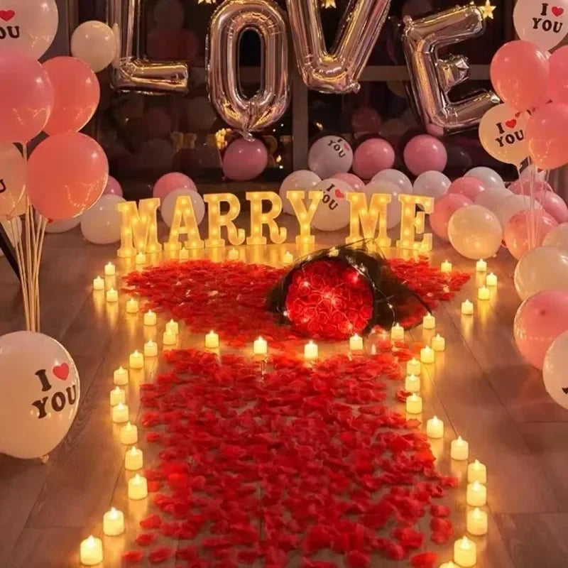 Red rose petals for Valentine’s Day decoration