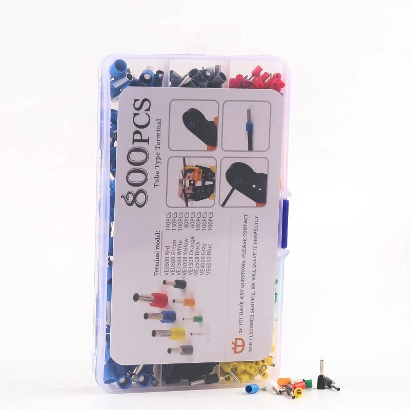 Set of VE tubular crimp terminals, 300/800PCS insulated wire terminators and cord end connectors for professional and DIY electrical wiring