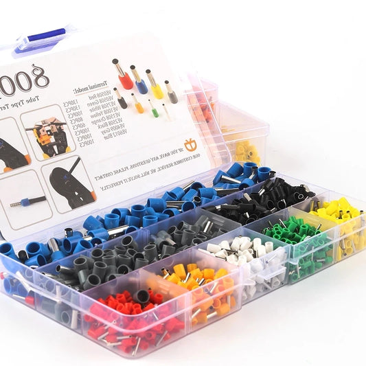 300/800PCS VE tubular crimp terminal, insulated electrical wire terminator block, cord end connector, crimping terminals kit