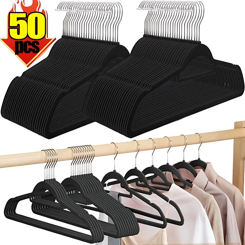 Velvet non slip clothes hanger for wardrobe storage
