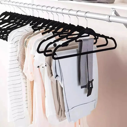 Velvet storage hanger for household clothing