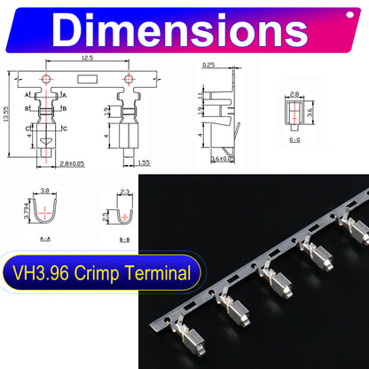JST VH 3.96mm 2-12Pin Male Female Extension Cable 18AWG UL1007