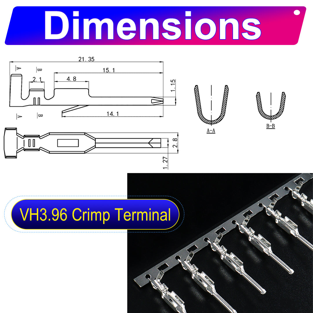 JST VH 3.96mm 2-12Pin Male Female Extension Cable 18AWG UL1007