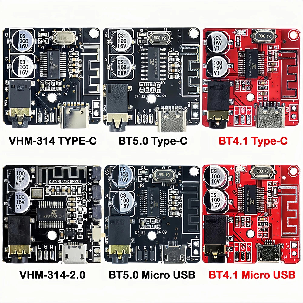 VHM-314 Bluetooth 5.0 audio receiver board with 3.7-5V input, wireless stereo, MP3 lossless decoder, XY-BT-Mini module for DIY audio projects