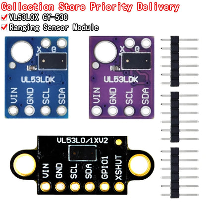 VL53L0X Time-of-Flight (ToF) laser distance sensor module 940nm, I2C interface breakout for Arduino and DIY electronics projects