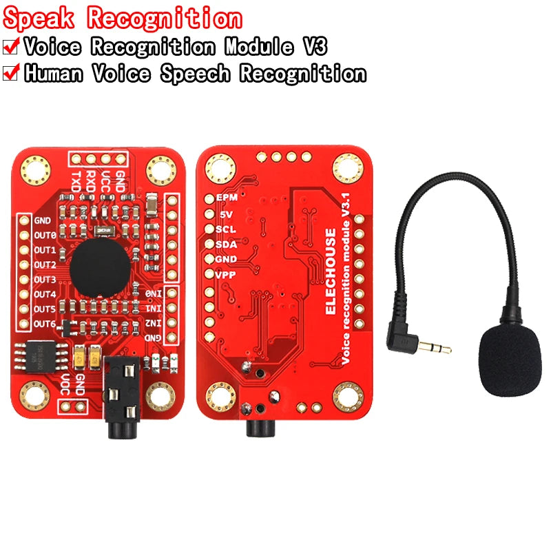 Arduino Voice Module V3 Voice Recognition Module V3 80 Commands UART Speaker-Dependent Arduino ...