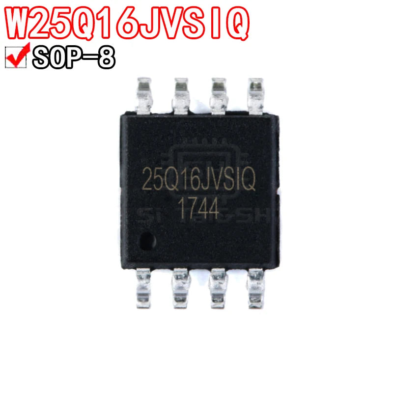 W25Q series SOP-8 flash memory ICs including W25Q16, W25Q32, W25Q64, W25Q80, W25Q128, suitable for SPI memory, storage expansion, and DIY electronics projects