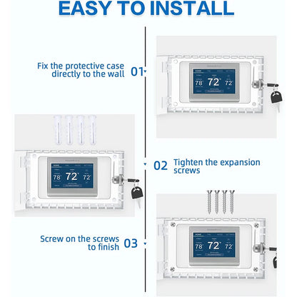 Large clear thermostat cover for wall mounted thermostat protection