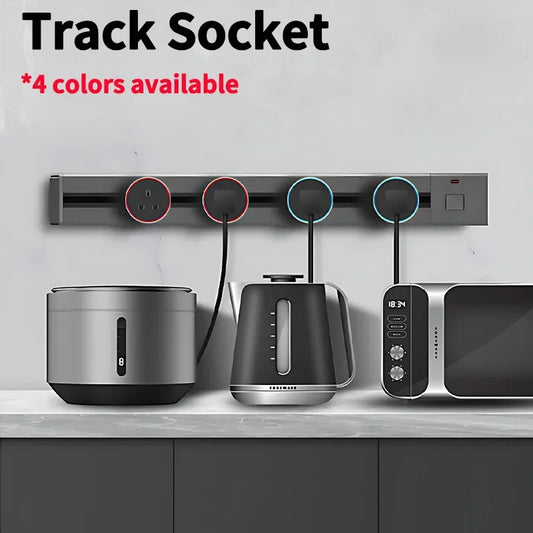 Wall mounted track socket UK US AU EU standard with USB, portable power track socket, household removable extension socket