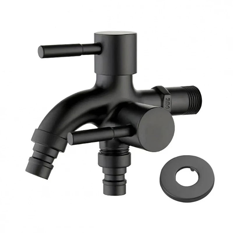 Double outlet faucet for washing machine and household use