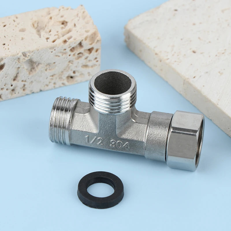 G1/2" T-valve water pipe splitter diverter for shower and bidet applications